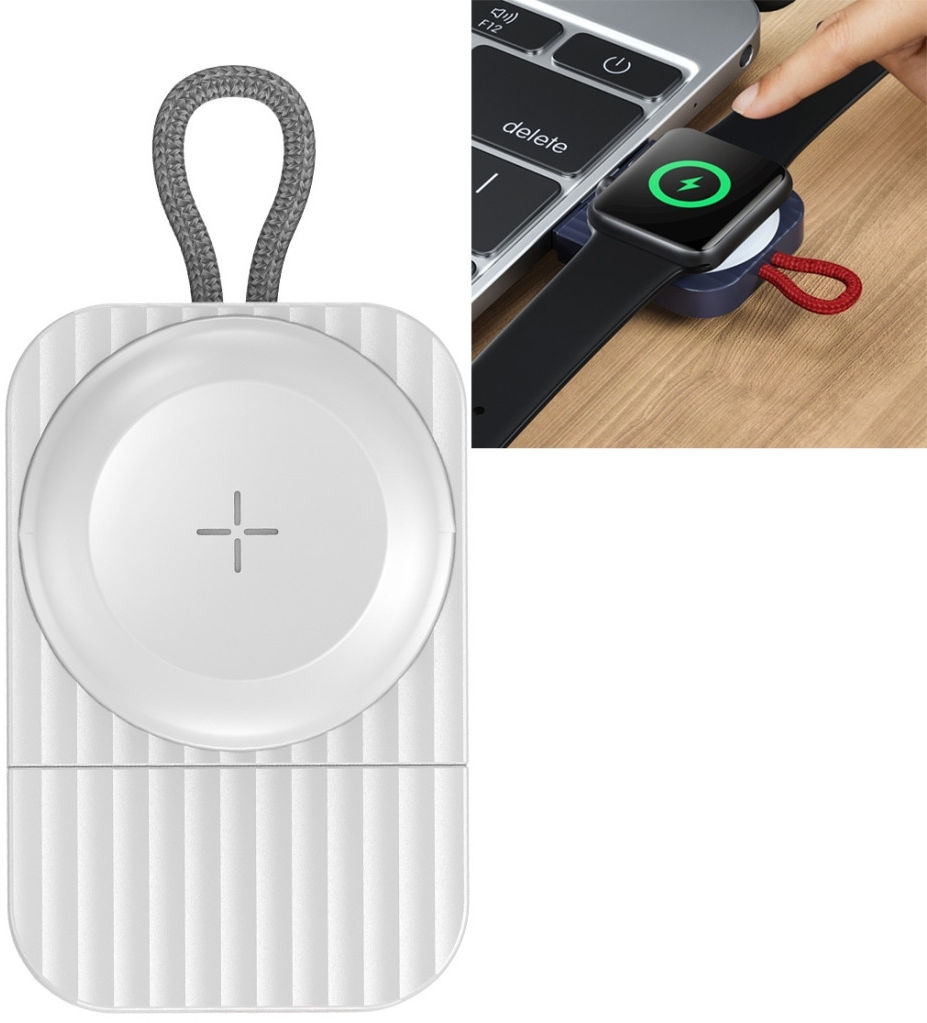 ROCK Compacte Magnetische USB-C Apple Watch Oplader 2.5W Wit afbeelding 2