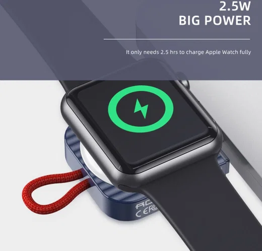 ROCK Compacte Magnetische USB-C Apple Watch Oplader 2.5W Wit afbeelding 4
