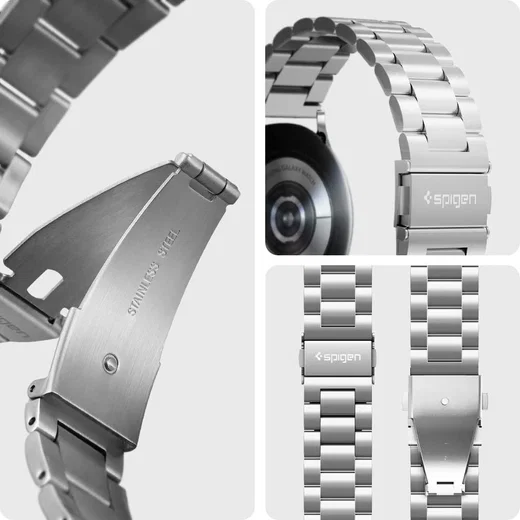 Spigen Modern Fit Universeel Smartwatch 20MM Bandje RVS Zilver afbeelding 2