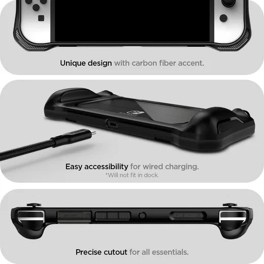 Spigen Rugged Armor Nintendo Switch OLED Hoesje Zwart afbeelding 6