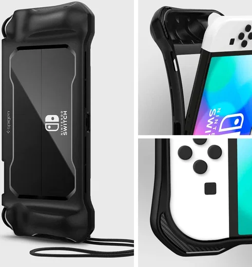 Spigen Rugged Armor Nintendo Switch OLED Hoesje Zwart afbeelding 10