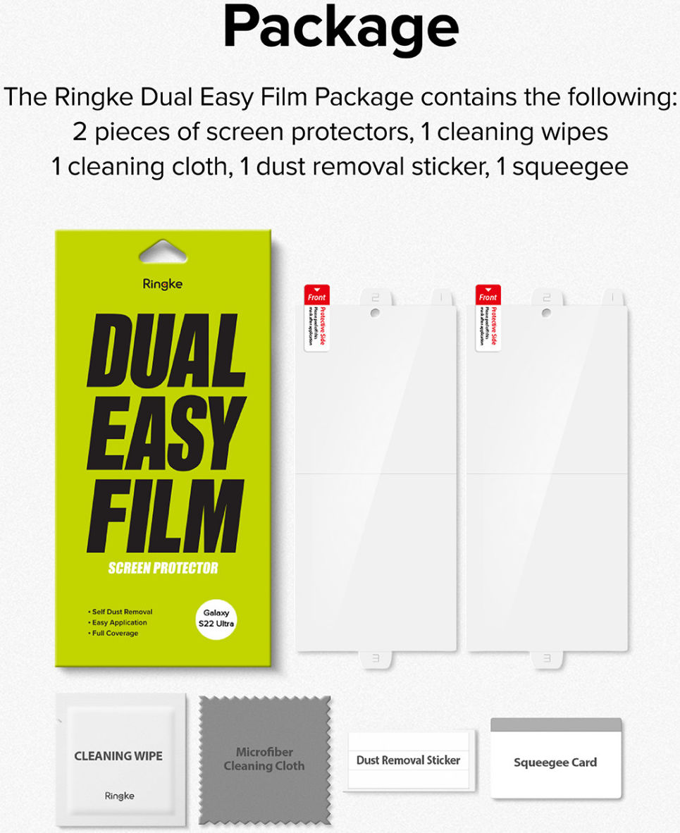 Ringke Dual Easy Film Samsung Galaxy S22 Ultra Screen Protector 2-Pack afbeelding 11