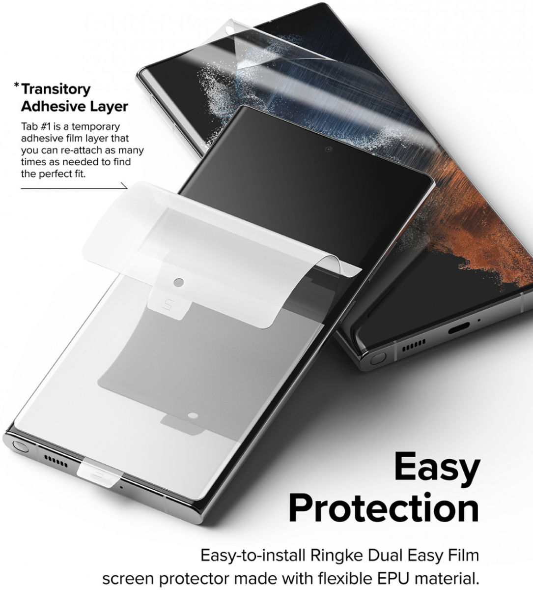 Ringke Dual Easy Film Samsung Galaxy S22 Ultra Screen Protector 2-Pack afbeelding 4