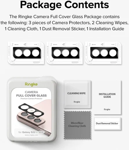 Ringke Samsung Galaxy S22/S22 Plus Camera Protector Glass [3-Pack] afbeelding 10