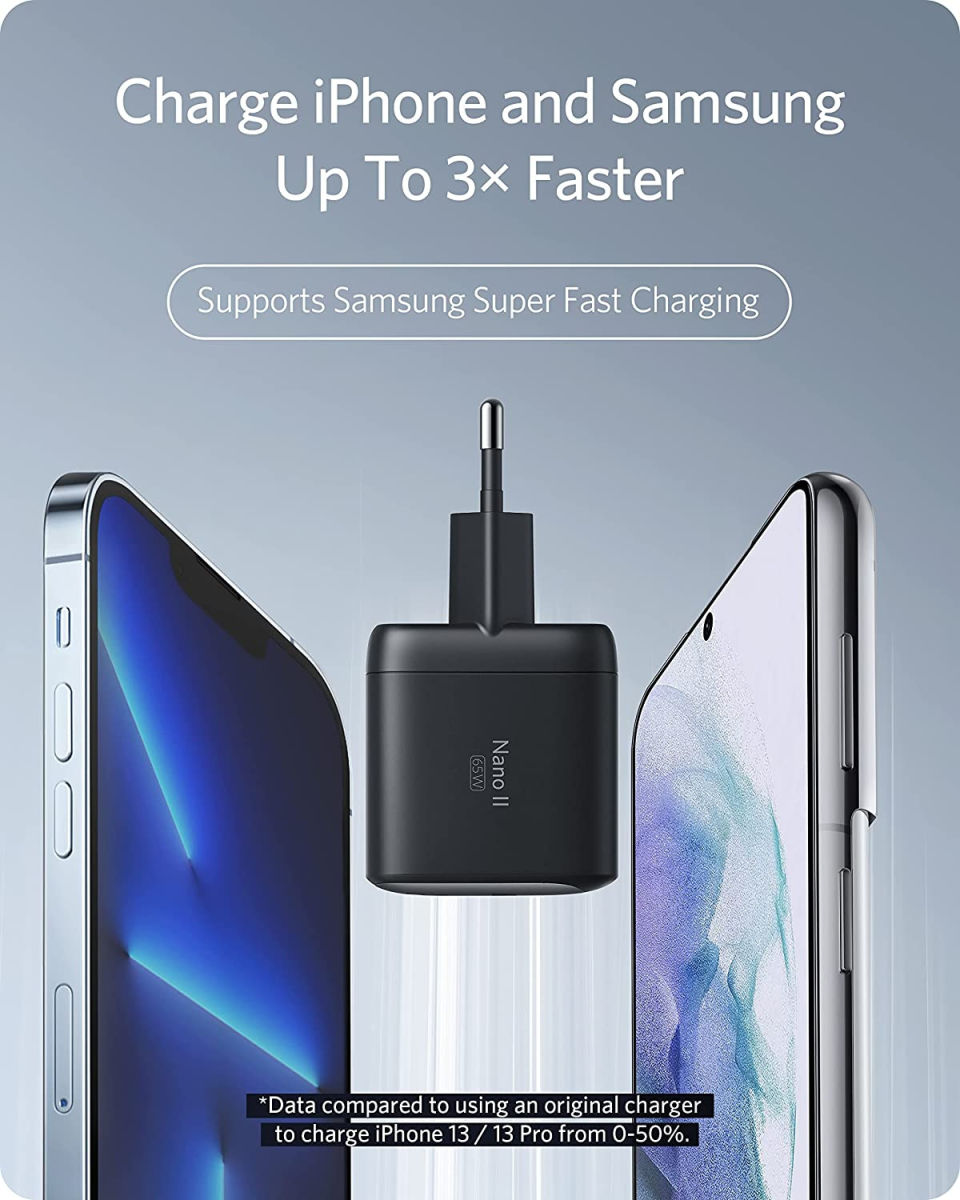 Anker PowerPort Nano II (65W) GaN Compacte USB-C Adapter Zwart afbeelding 3