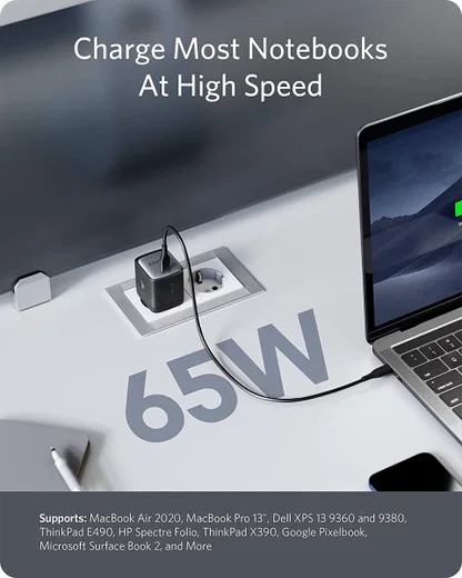 Anker PowerPort Nano II (65W) GaN Compacte USB-C Adapter Zwart afbeelding 4