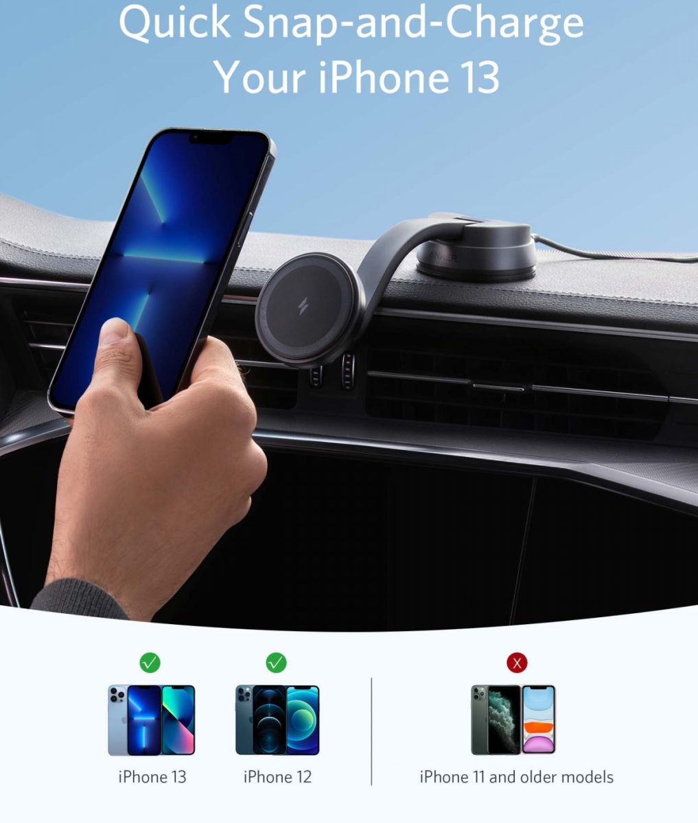 Anker 613 PowerWave MagGo (10W) Dashboard Houder met MagSafe Zwart afbeelding 5