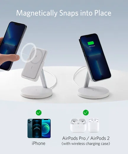 Anker 633 PowerWave MagGo 2-in-1 MagSafe Oplader + 5K Powerbank Wit afbeelding 2