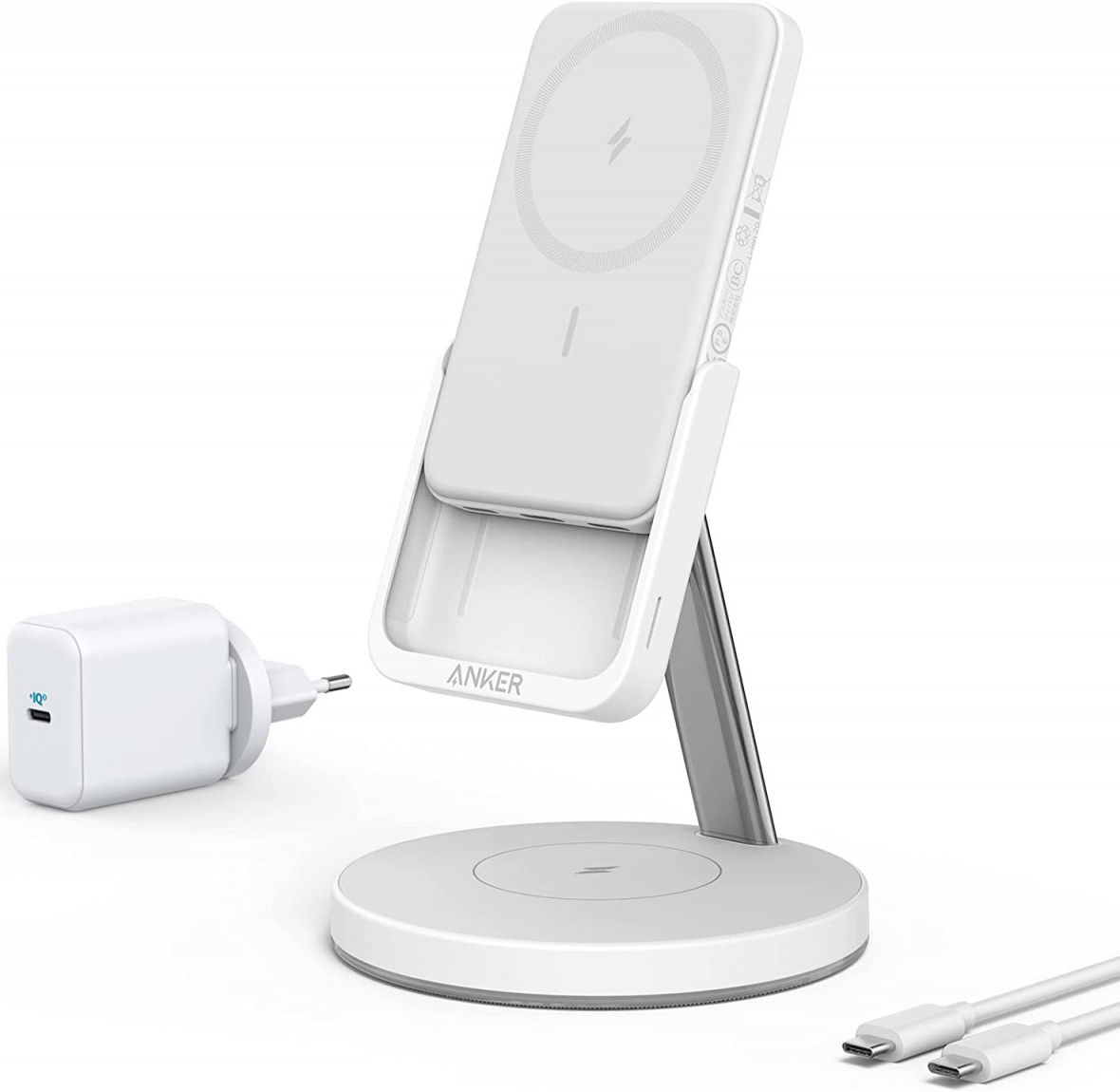 Anker 633 PowerWave MagGo 2-in-1 MagSafe Oplader + 5K Powerbank Wit afbeelding 1