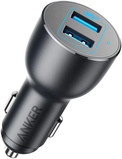 Anker PowerDrive III Alloy (36W) 2-Poorts USB-A Autolader Zwart afbeelding 1