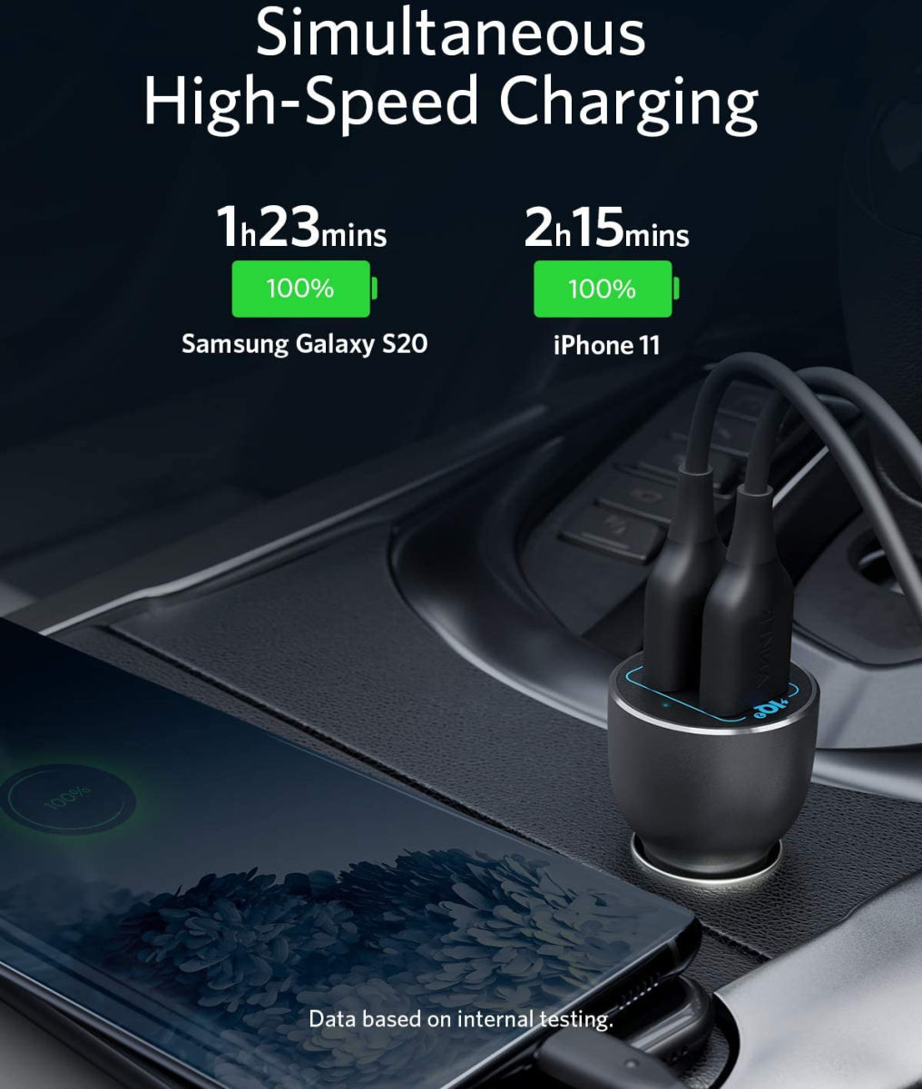 Anker PowerDrive III Alloy (36W) 2-Poorts USB-A Autolader Zwart afbeelding 3