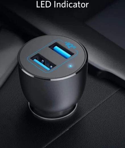 Anker PowerDrive III Alloy (36W) 2-Poorts USB-A Autolader Zwart afbeelding 4