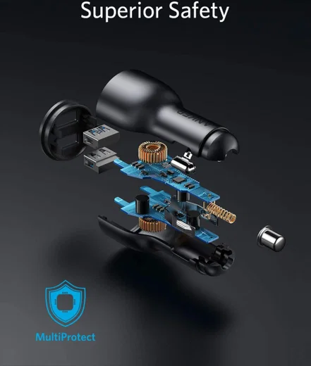 Anker PowerDrive III Alloy (36W) 2-Poorts USB-A Autolader Zwart afbeelding 6