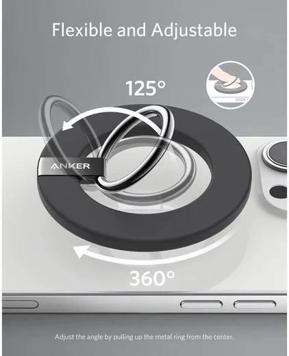 Anker MagGo Ring Houder MagSafe Standaard voor Vinger Zwart afbeelding 6