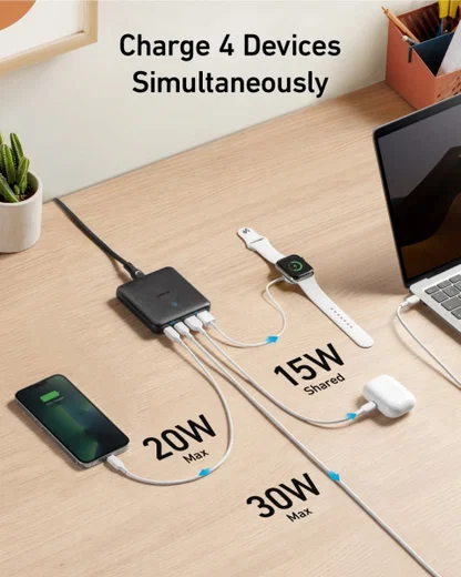 PowerPort Atom III (65W) Slim 4-Poorts USB-A en USB-C Snellader Zwart afbeelding 2