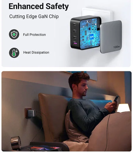 UGREEN Nexode 4-in-1 Fast Charger 100W GaN Oplader 3x USB-C 1x USB-A afbeelding 7