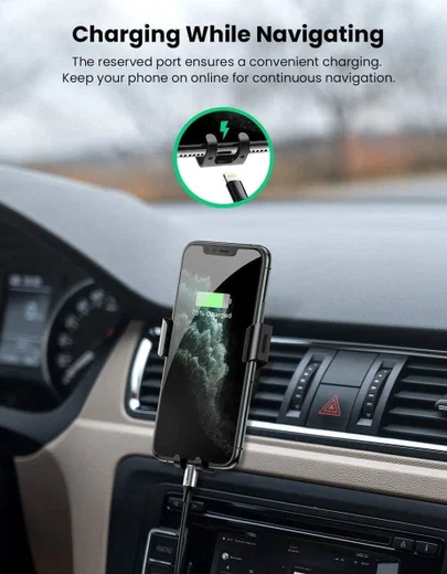 UGREEN Gravity Drive Telefoonhouder Auto Ventilatierooster Klem Zwart afbeelding 7
