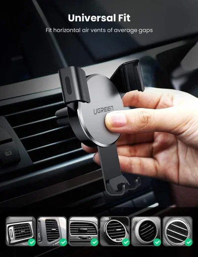 UGREEN Gravity Drive Telefoonhouder Auto Ventilatierooster Klem Zwart afbeelding 2