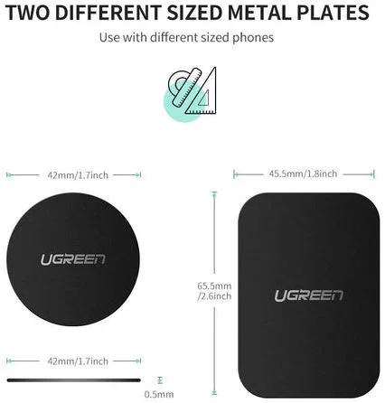 UGREEN Metalen Plaatjes voor Magnetische Houders 4-Pack Zwart afbeelding 6