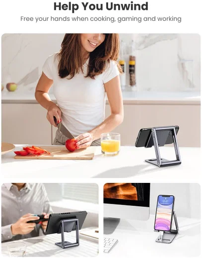 UGREEN Universele Verstelbare Opvouwbare Aluminium Telefoon Houder afbeelding 2