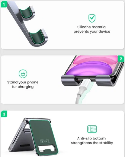 UGREEN Universele Verstelbare Opvouwbare Aluminium Telefoon Houder afbeelding 8
