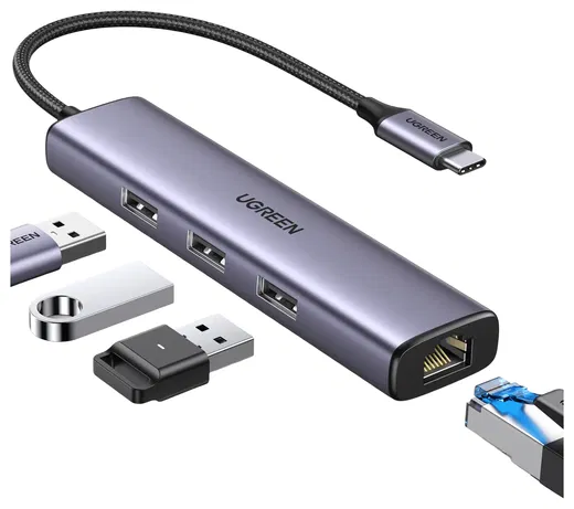 UGREEN USB-C 5-in-1 Hub Ingangen voor 3 USB-A, USB-C en Ethernet afbeelding 1
