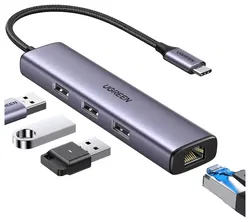 UGREEN USB-C 5-in-1 Hub Ingangen voor 3 USB-A, USB-C en Ethernet afbeelding