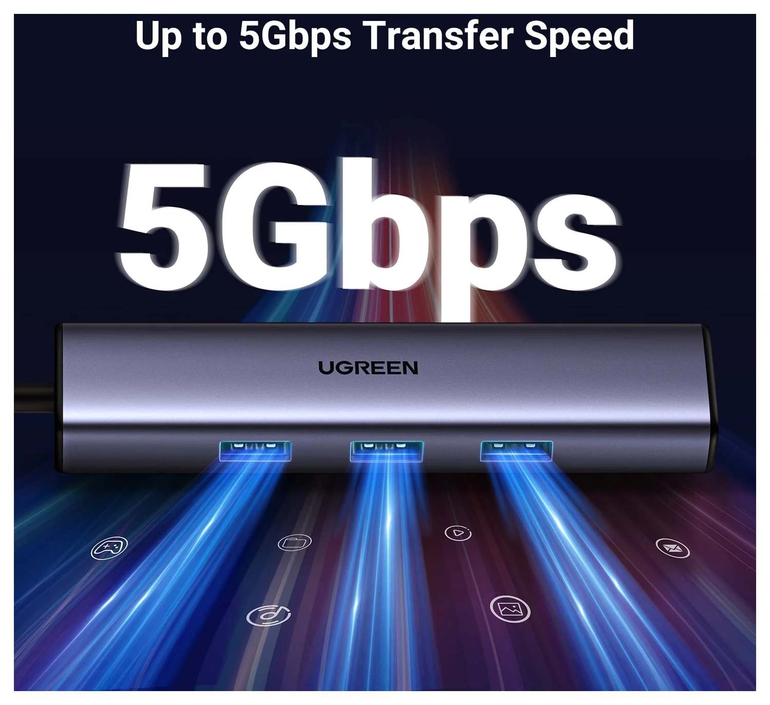 UGREEN USB-C 5-in-1 Hub Ingangen voor 3 USB-A, USB-C en Ethernet afbeelding 5