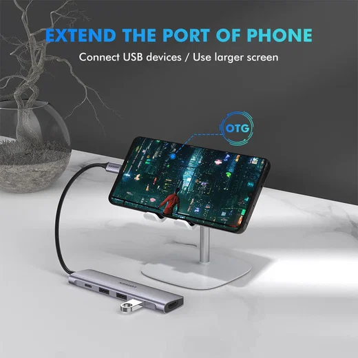 UGREEN 5-in-1 USB-C Hub met USB-A / USB-C / HDMI voor Tablet/Telefoon afbeelding 4