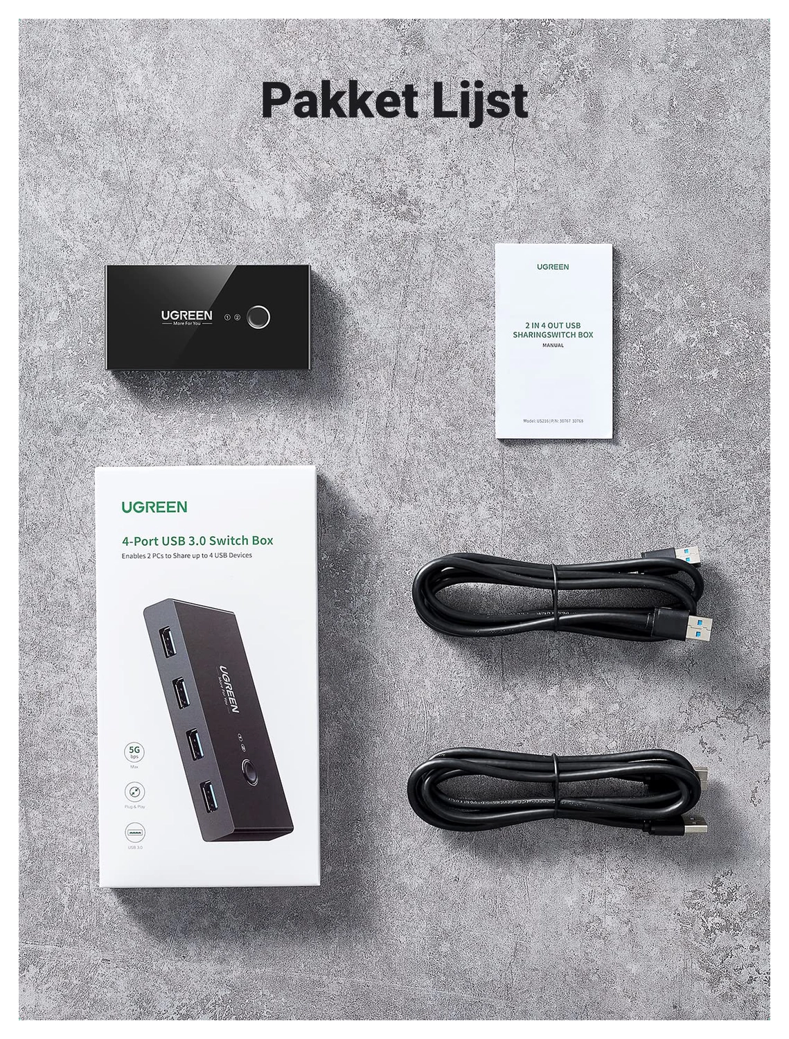 UGREEN Sharing Switch USB 3.0 Schakelaar met 4 USB Poorten Zwart afbeelding 8