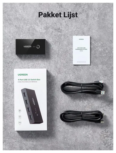 UGREEN Sharing Switch USB 3.0 Schakelaar met 4 USB Poorten Zwart afbeelding 8