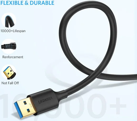 UGREEN USB-A naar USB-A SuperSpeed Data Kabel USB 3.0 5Gbps 1M Zwart afbeelding 6