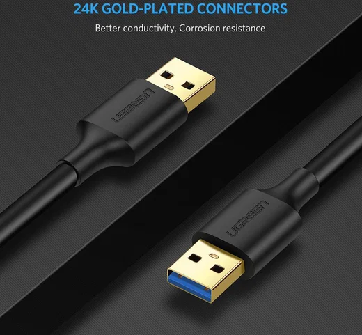 UGREEN USB-A naar USB-A SuperSpeed Data Kabel USB 3.0 5Gbps 1M Zwart afbeelding 7