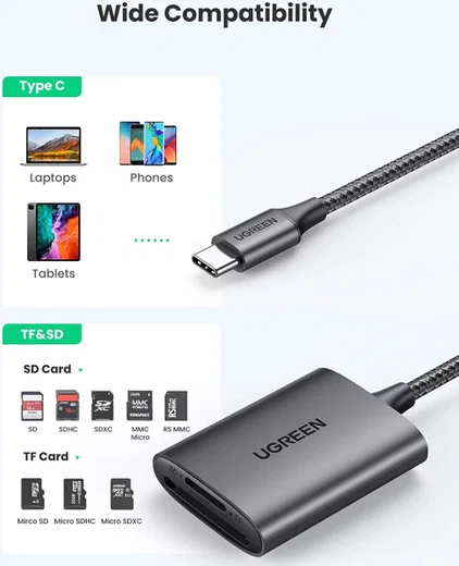 UGREEN USB-C Card Reader met Micro SD-kaart / SD-Kaart Ingang afbeelding 6