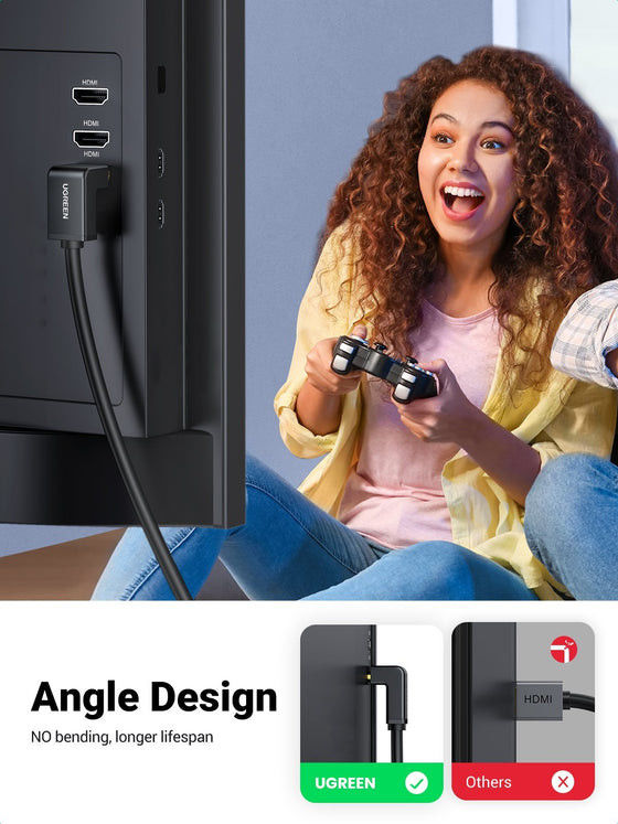 UGREEN Rechthoekige Haakse HDMI naar HDMI Kabel 4K@60Hz 2M Zwart afbeelding 2