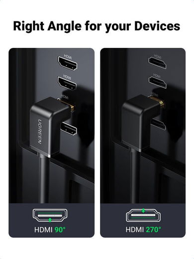 UGREEN Rechthoekige Haakse HDMI naar HDMI Kabel 4K@60Hz 2M Zwart afbeelding 5