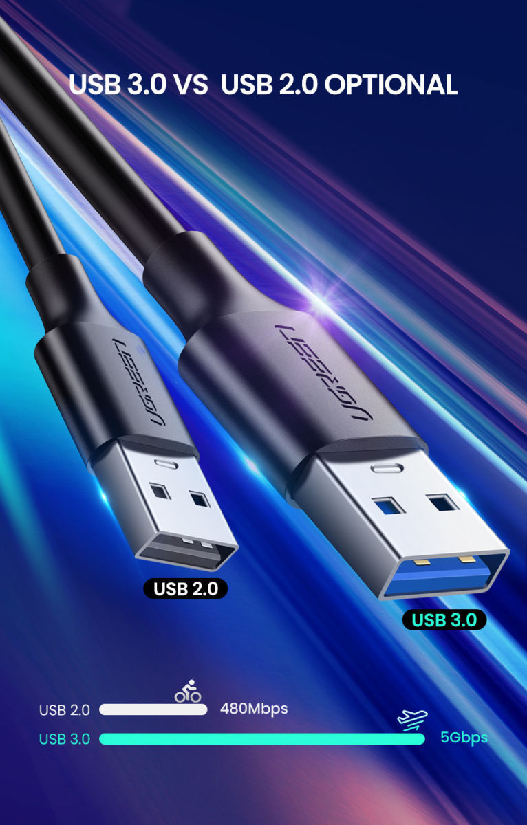 UGREEN USB-A naar USB-C Kabel USB 3.0 / 3A Fast Charge 1M Zwart afbeelding 5