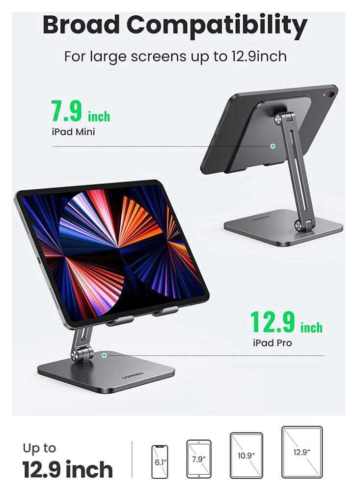 UGREEN Verstelbare Stevige Metalen Tablet / Smartphone Bureau Houder afbeelding 2