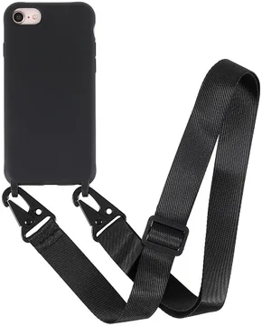 iPhone 7/8/SE (2020/2022) Hoesje TPU Back Cover + Telefoon Koord Zwart