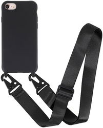 iPhone 7/8/SE (2020/2022) Hoesje TPU Back Cover + Telefoon Koord Zwart afbeelding