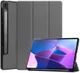 Lenovo Tab P12 Pro Hoes Tri-Fold Book Case Kunstleer Grijs afbeelding 1