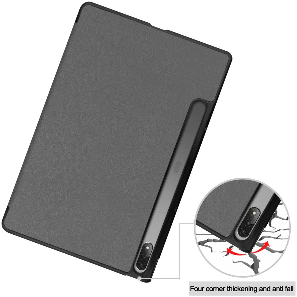 Lenovo Tab P12 Pro Hoes Tri-Fold Book Case Kunstleer Grijs afbeelding 5