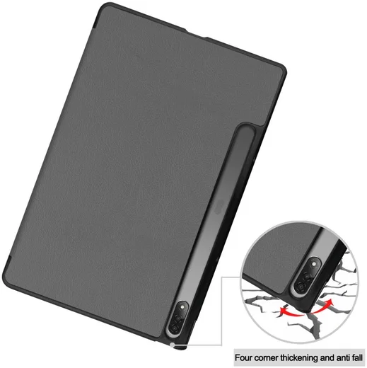 Lenovo Tab P12 Pro Hoes Tri-Fold Book Case Kunstleer Grijs afbeelding 5