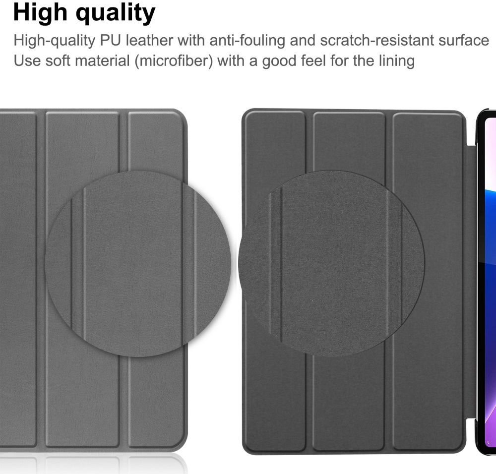 Lenovo Tab P12 Pro Hoes Tri-Fold Book Case Kunstleer Grijs afbeelding 9