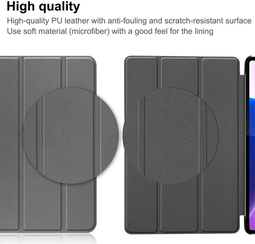 Lenovo Tab P12 Pro Hoes Tri-Fold Book Case Kunstleer Grijs afbeelding 9