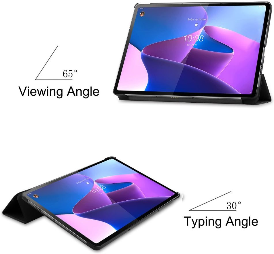 Lenovo Tab P12 Pro Hoes Tri-Fold Book Case Kunstleer Grijs afbeelding 7
