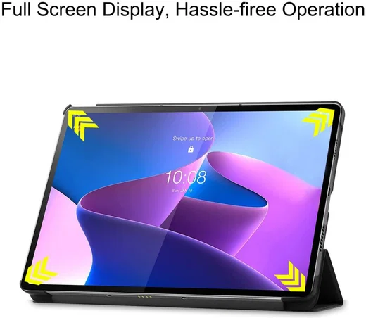 Lenovo Tab P12 Pro Hoes Tri-Fold Book Case Kunstleer Grijs afbeelding 8