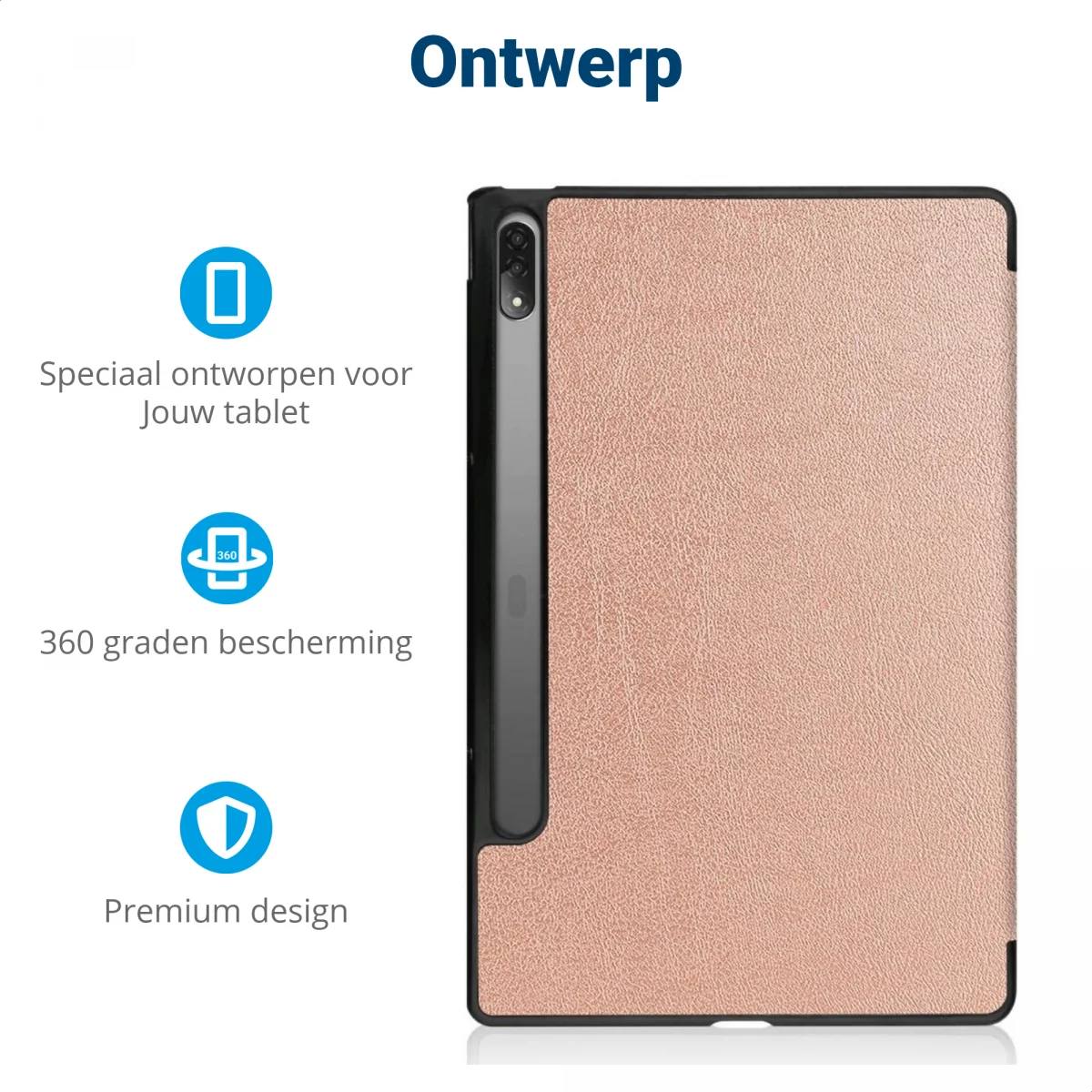 Lenovo Tab P12 Pro Hoes Tri-Fold Book Case Kunstleer Roze Goud afbeelding 4