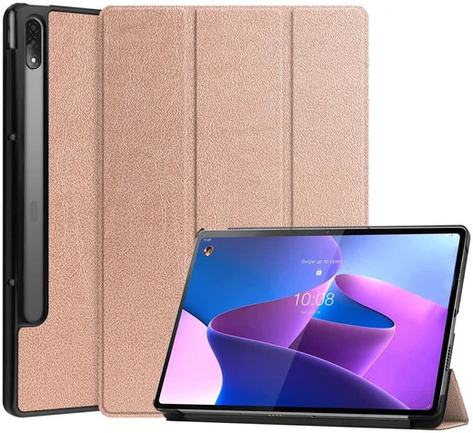 Lenovo Tab P12 Pro Hoes Tri-Fold Book Case Kunstleer Roze Goud afbeelding 1