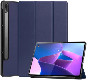 Lenovo Tab P12 Pro Hoes Tri-Fold Book Case Kunstleer Blauw